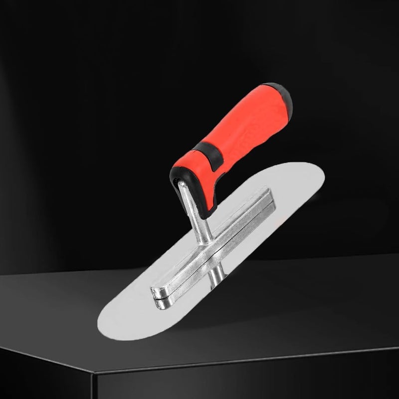 ESreake Concrete Tools Stainless Steel Pool Trowel, 10" x 3" Masonry Hand Tool with Soft Grip Handle, Lightweight, Plastering Trowel for Drywall Plastering Construction, Round End (Small:10"L x 3"W) - Image 3
